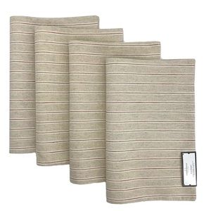 THRESHOLD NEW Placemats 4pk. Beige Yarn Dyed Red